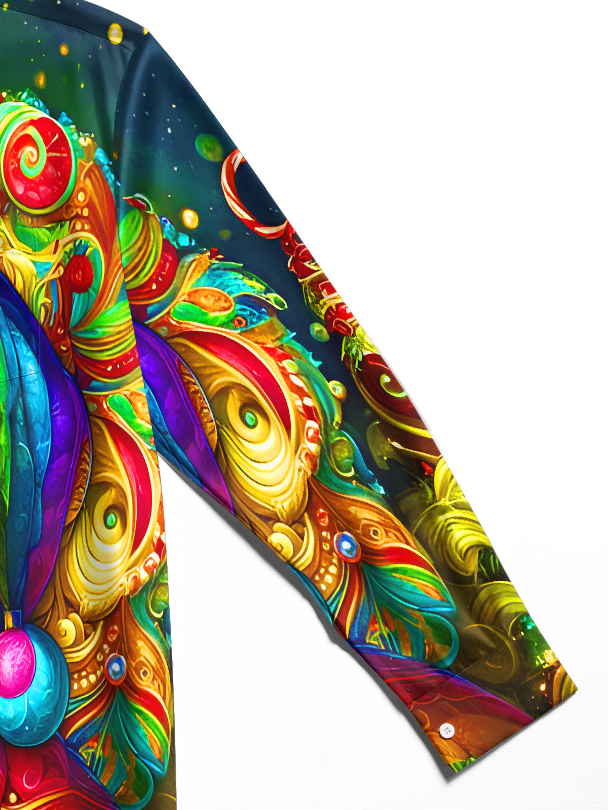 Rainbow Swirls Santa Claus Xmas Men's Pocket Long Sleeve Shirts
