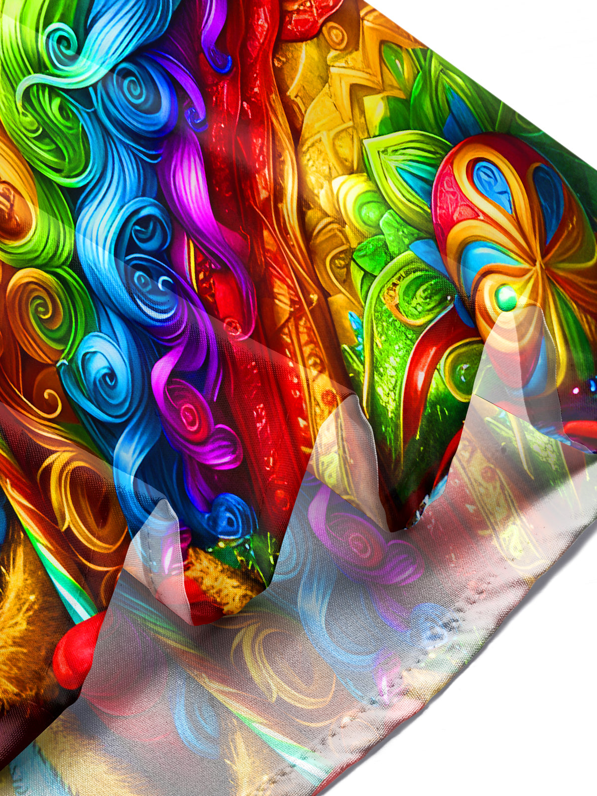 Rainbow Swirls Santa Claus Xmas Men's Pocket Long Sleeve Shirts