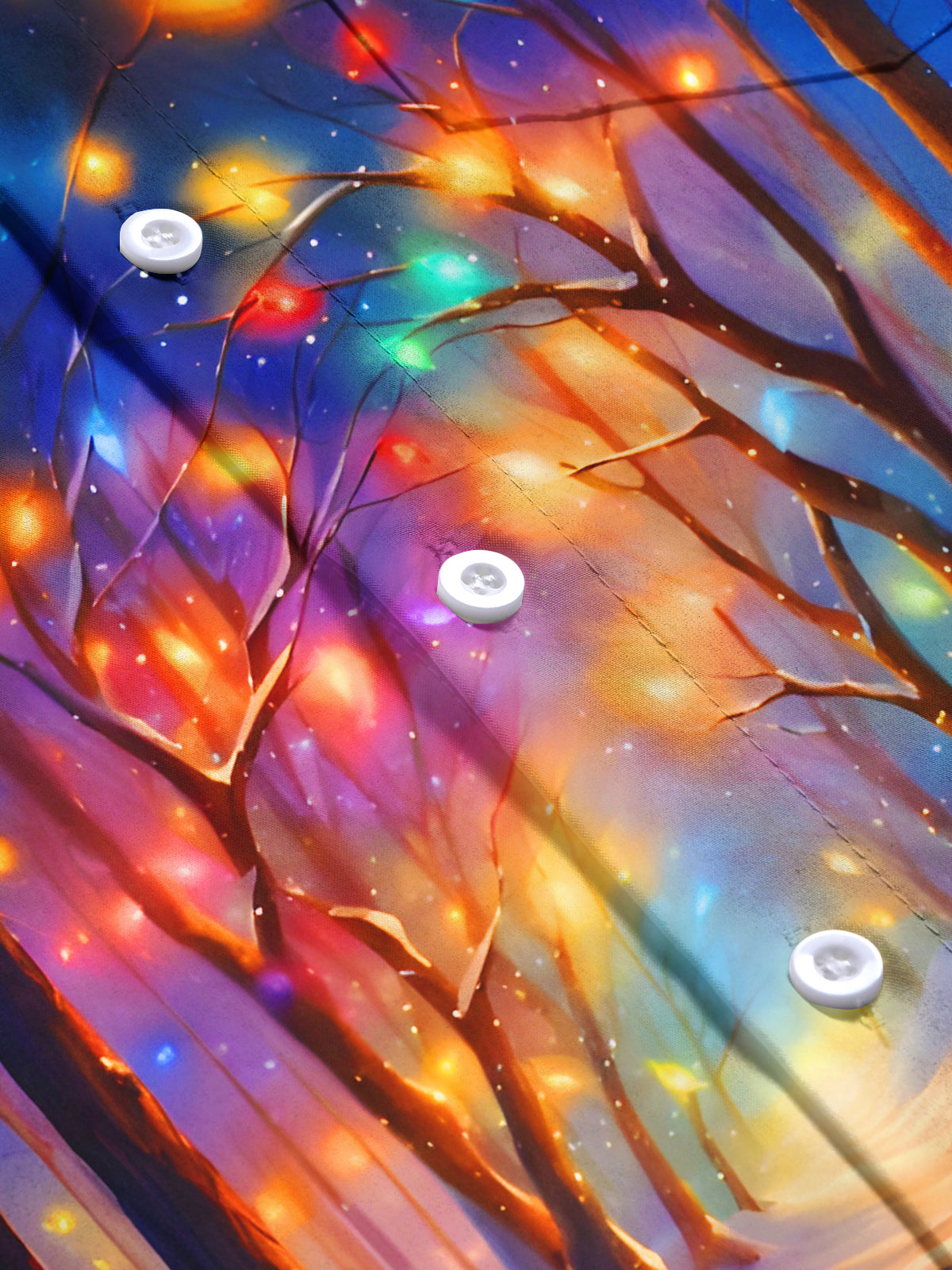 Colorful Lights Illumination Woods Path Men's Pocket Long Sleeve Shirts