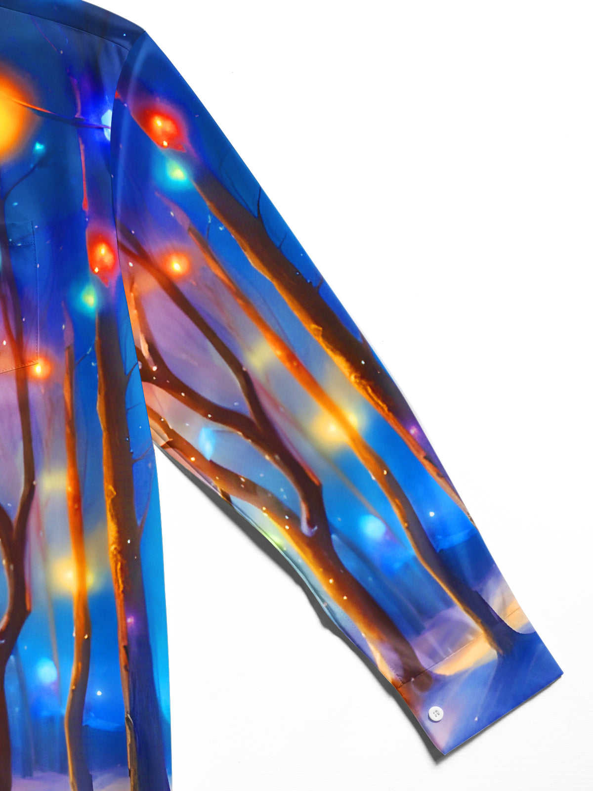 Colorful Lights Illumination Woods Path Men's Pocket Long Sleeve Shirts