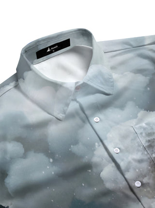 Men's dark Santa Claus train Christmas full sleeve shirt side view
