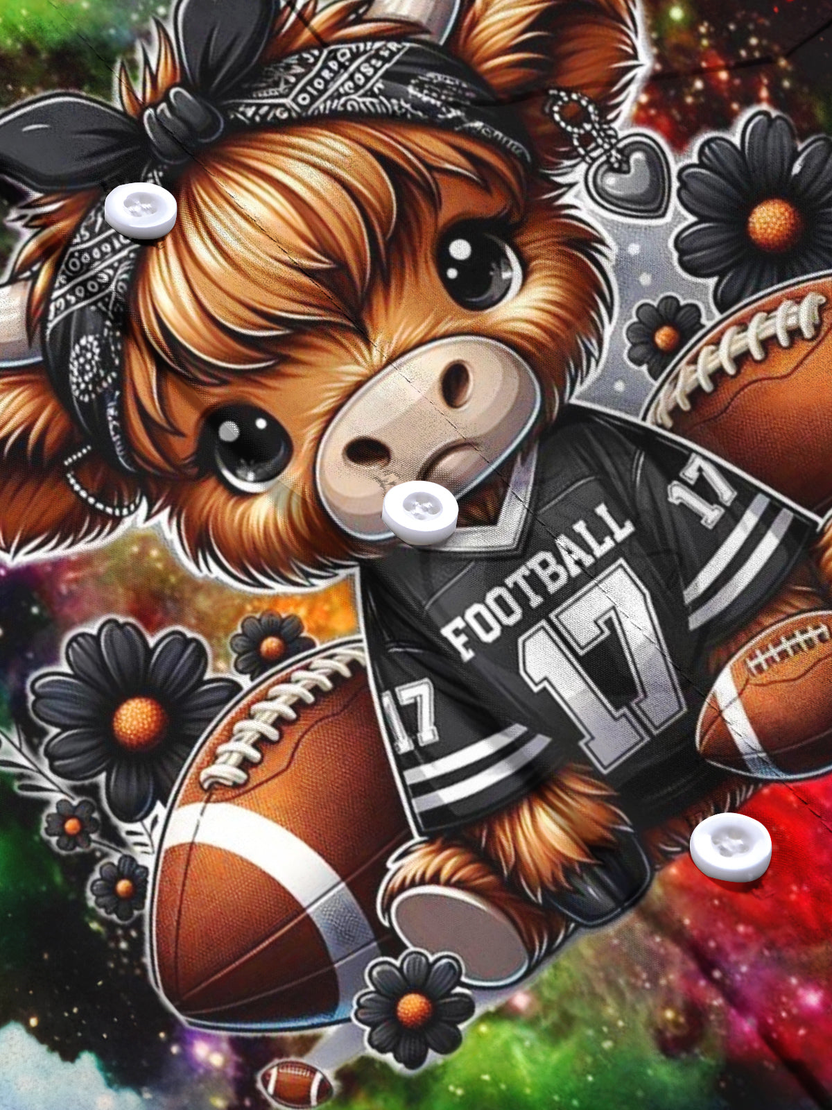 Highland Cattle American Football Print Men's Pocket Short Sleeve Shirts