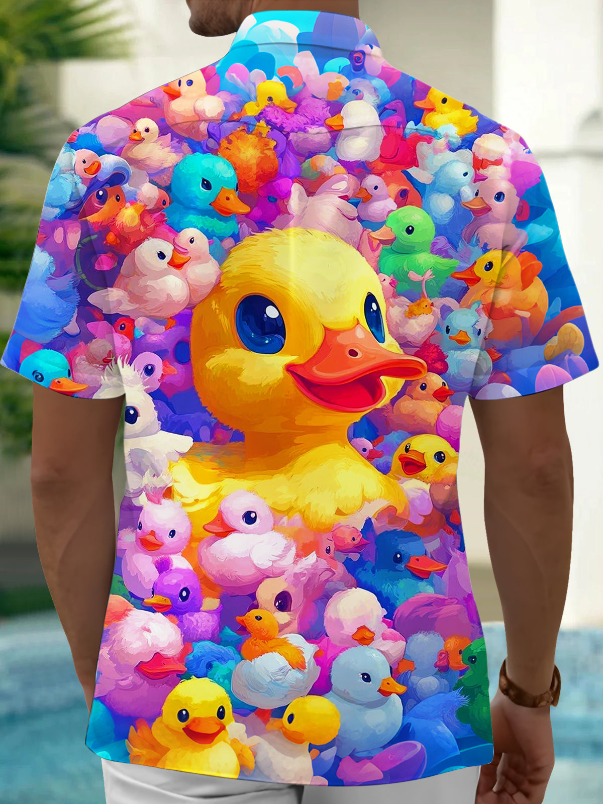 Duck Print Men's Pocket Short Sleeve Shirts