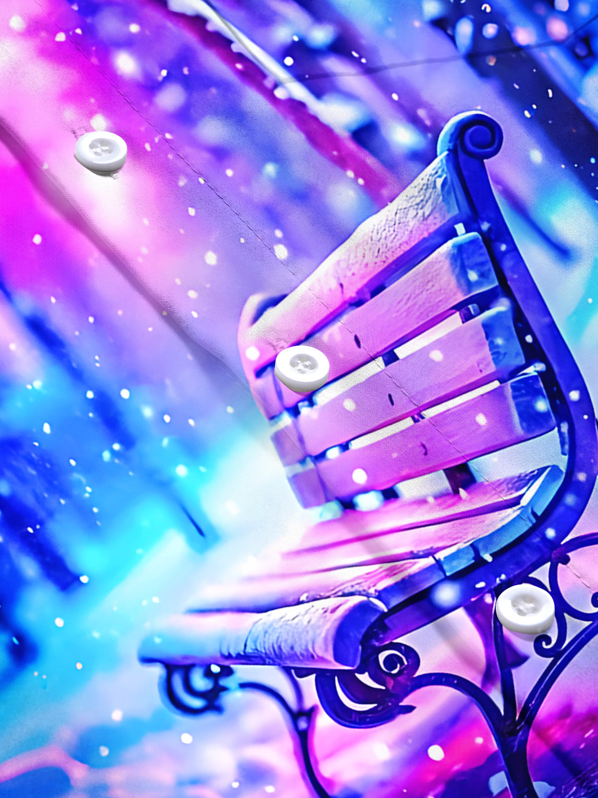 Winter Snowflake Bench Print Men's Pocket Long Sleeve Shirts