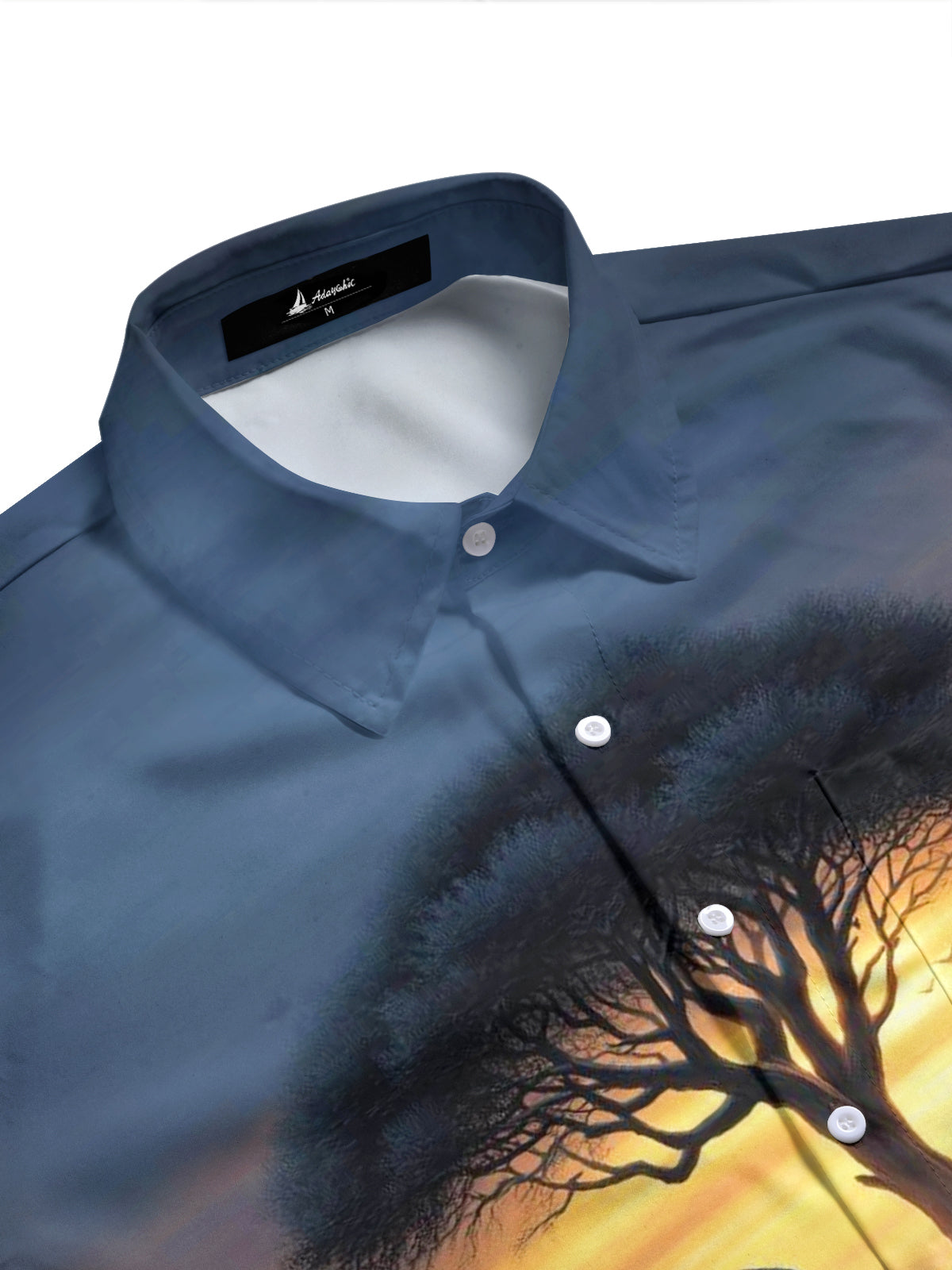 Wildebeest Tree Print Men's Pocket Short Sleeve Shirts