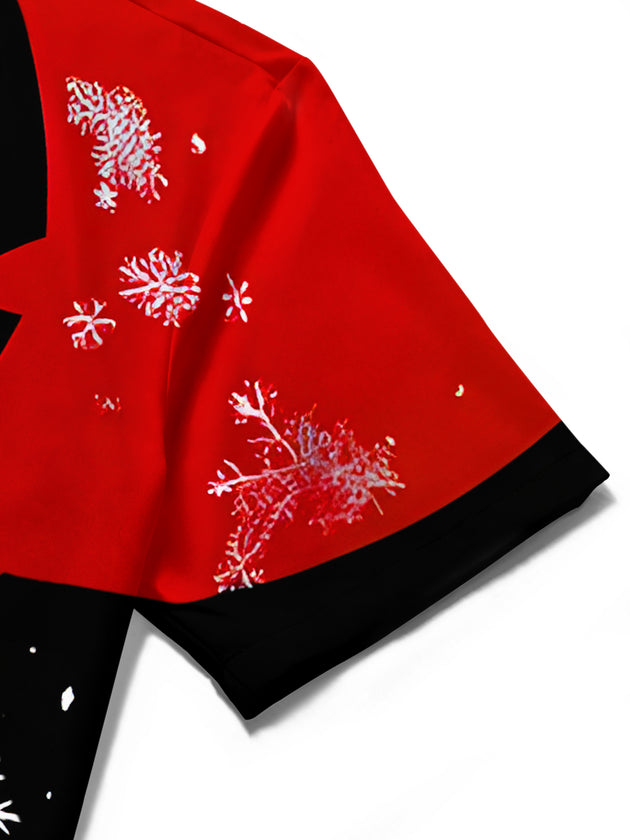 men's Christmas shirt close-up short sleeve