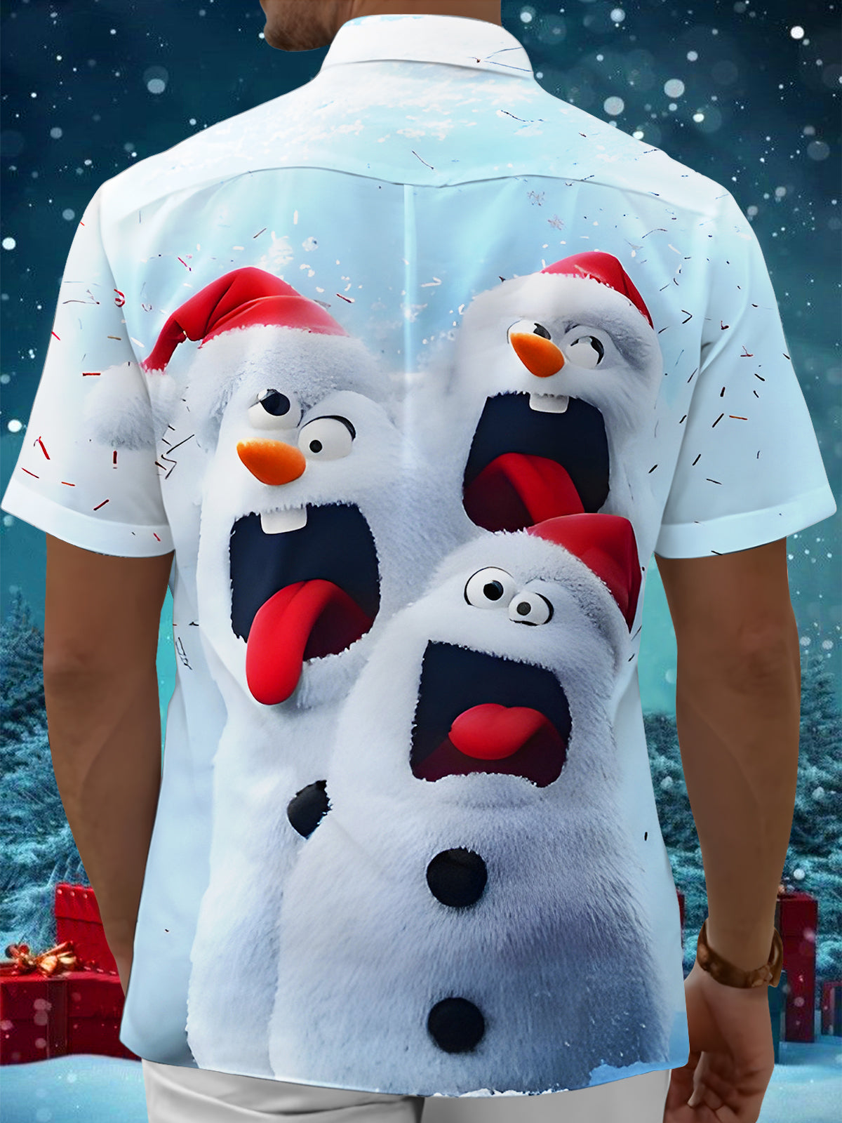 Funny Christmas Snowman Xmas Men's Pocket Short Sleeve Shirts