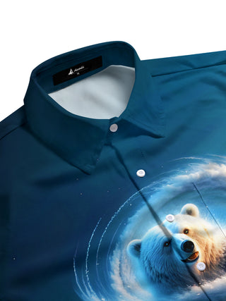 men's grizzly pattern shirt side view