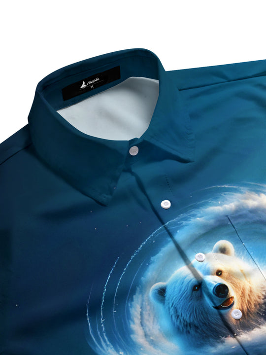 men's grizzly pattern shirt side view