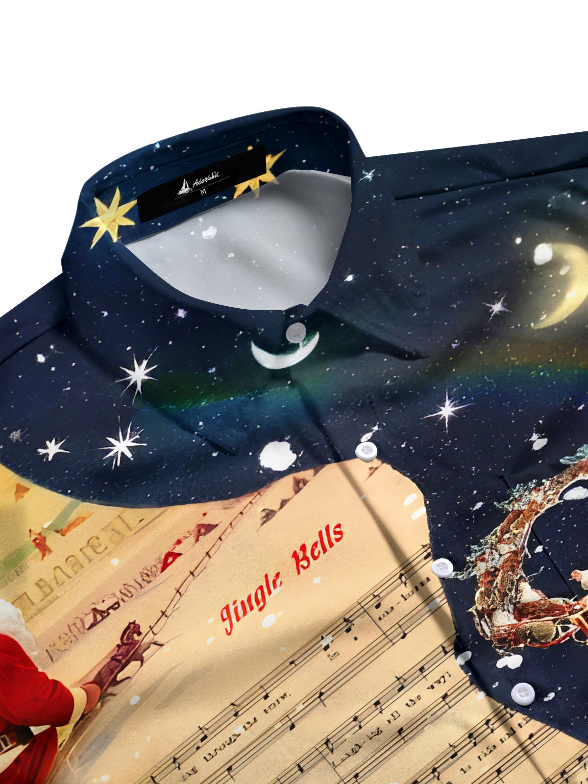 Funny Christmas Song Sheet Music Santa Claus Xmas Men's Pocket Long Sleeve Shirts