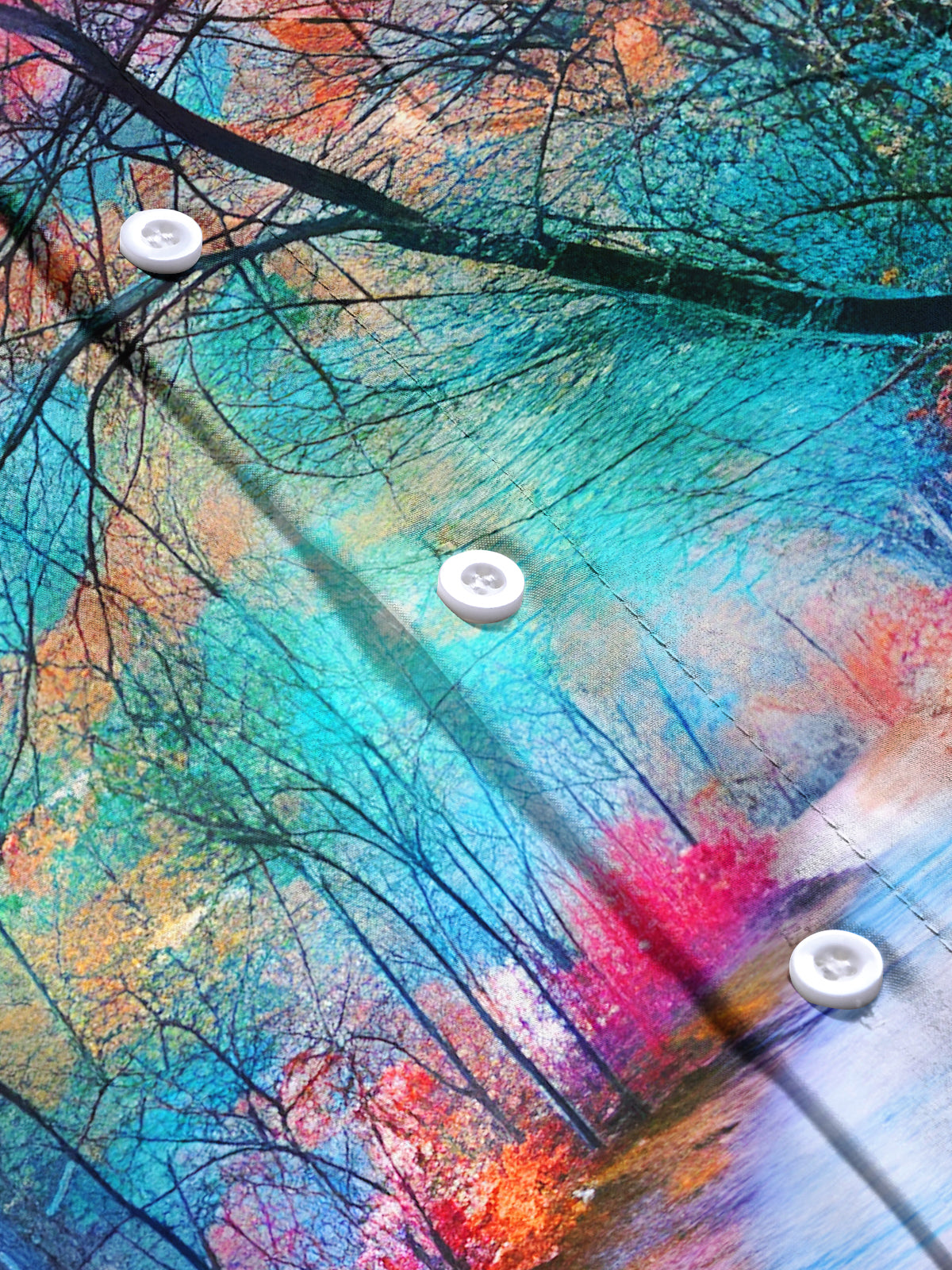 Art Gradient Forest Path Men's Pocket Long Sleeve Shirts