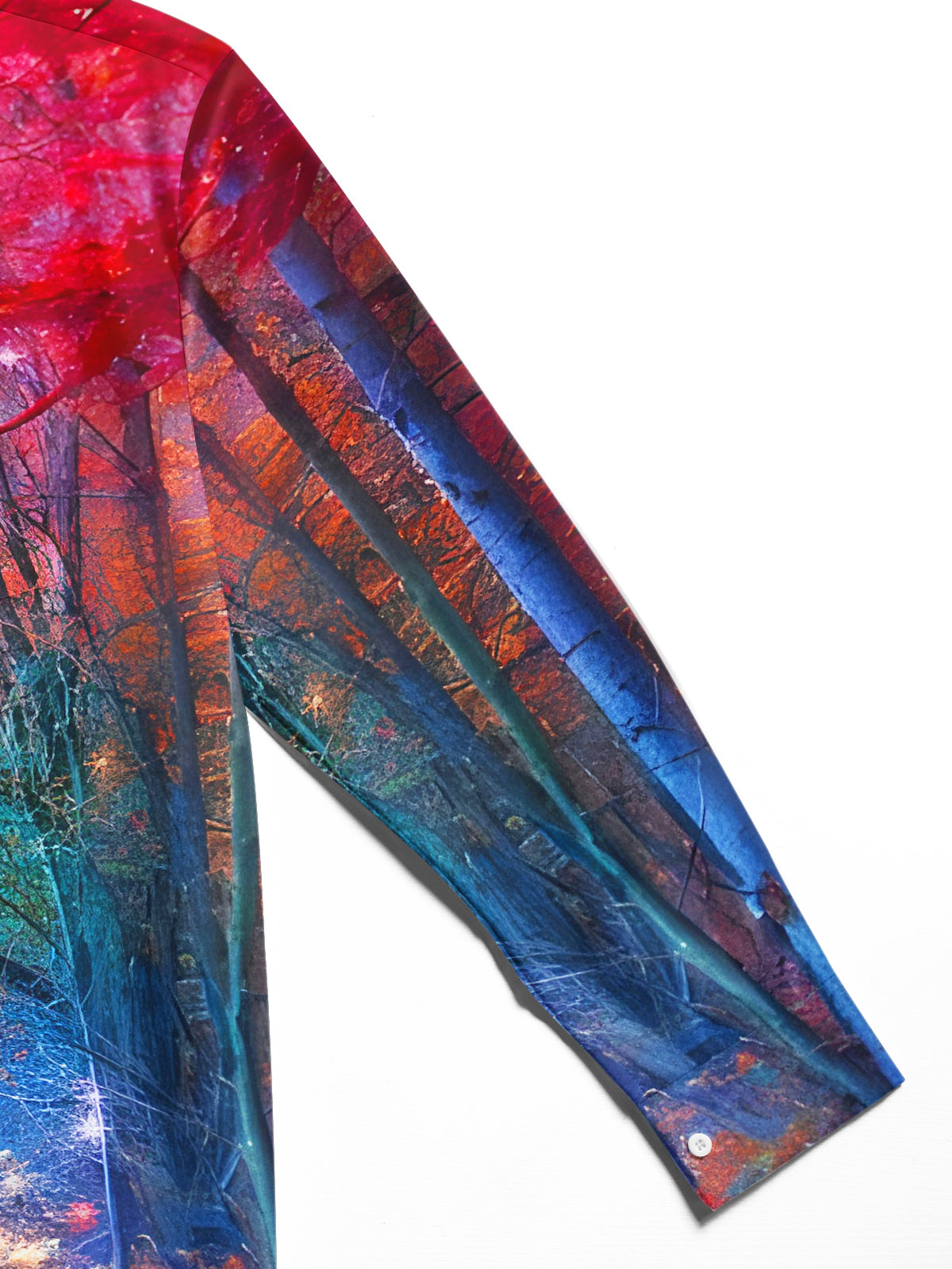 Art Gradient Forest Path Men's Pocket Long Sleeve Shirts