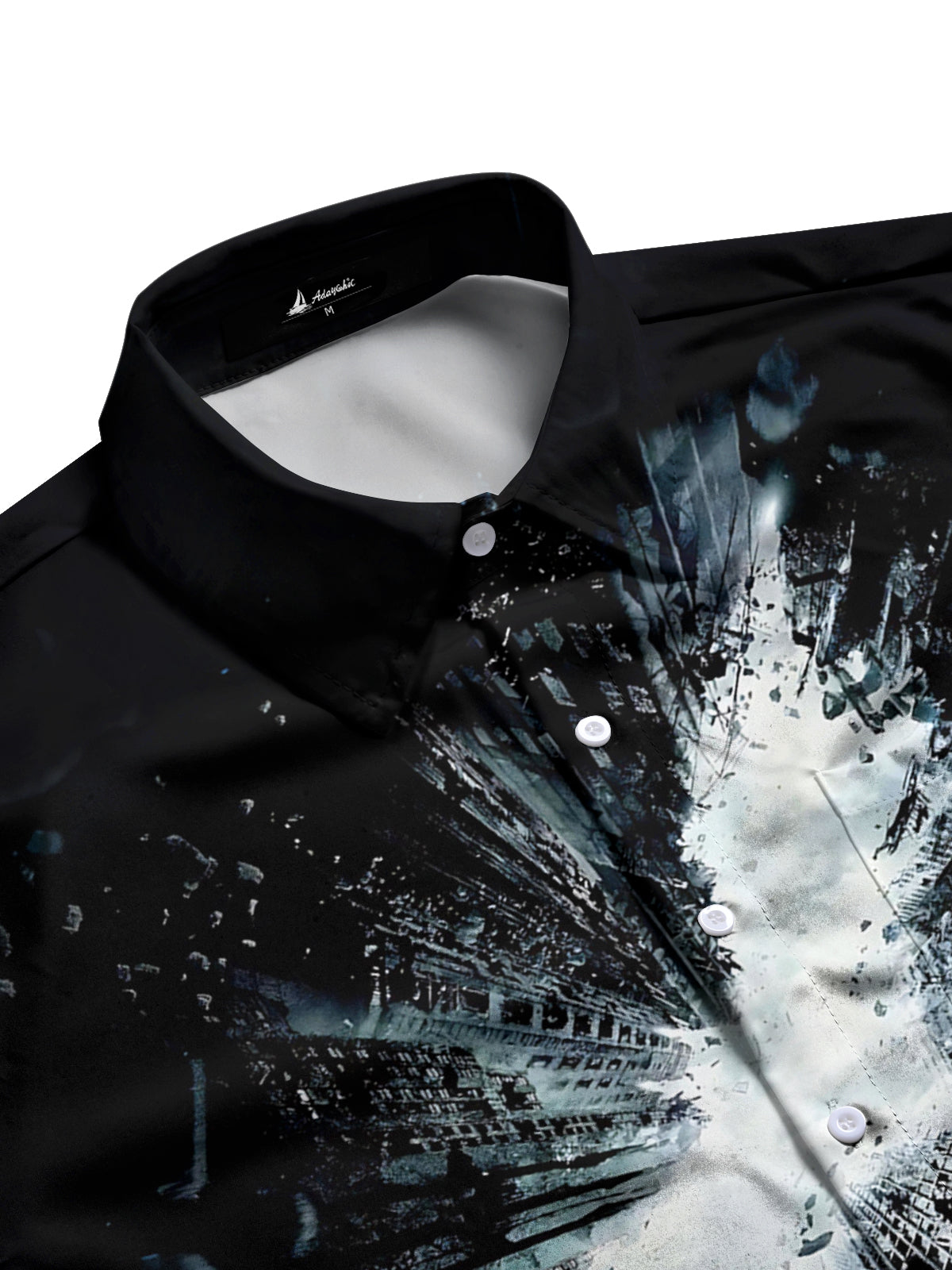 City Building Print Men's Pocket Short Sleeve Shirts