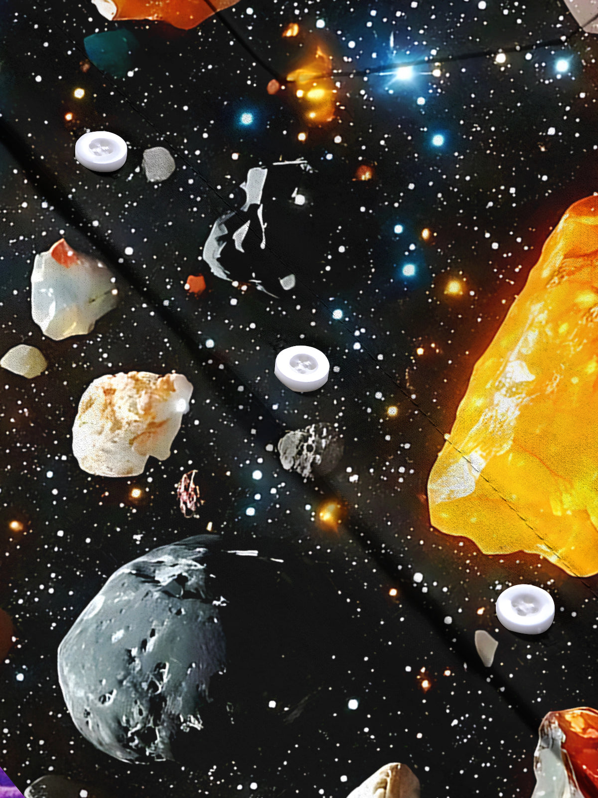 Space Meteorite Print Men's Pocket Short Sleeve Shirts