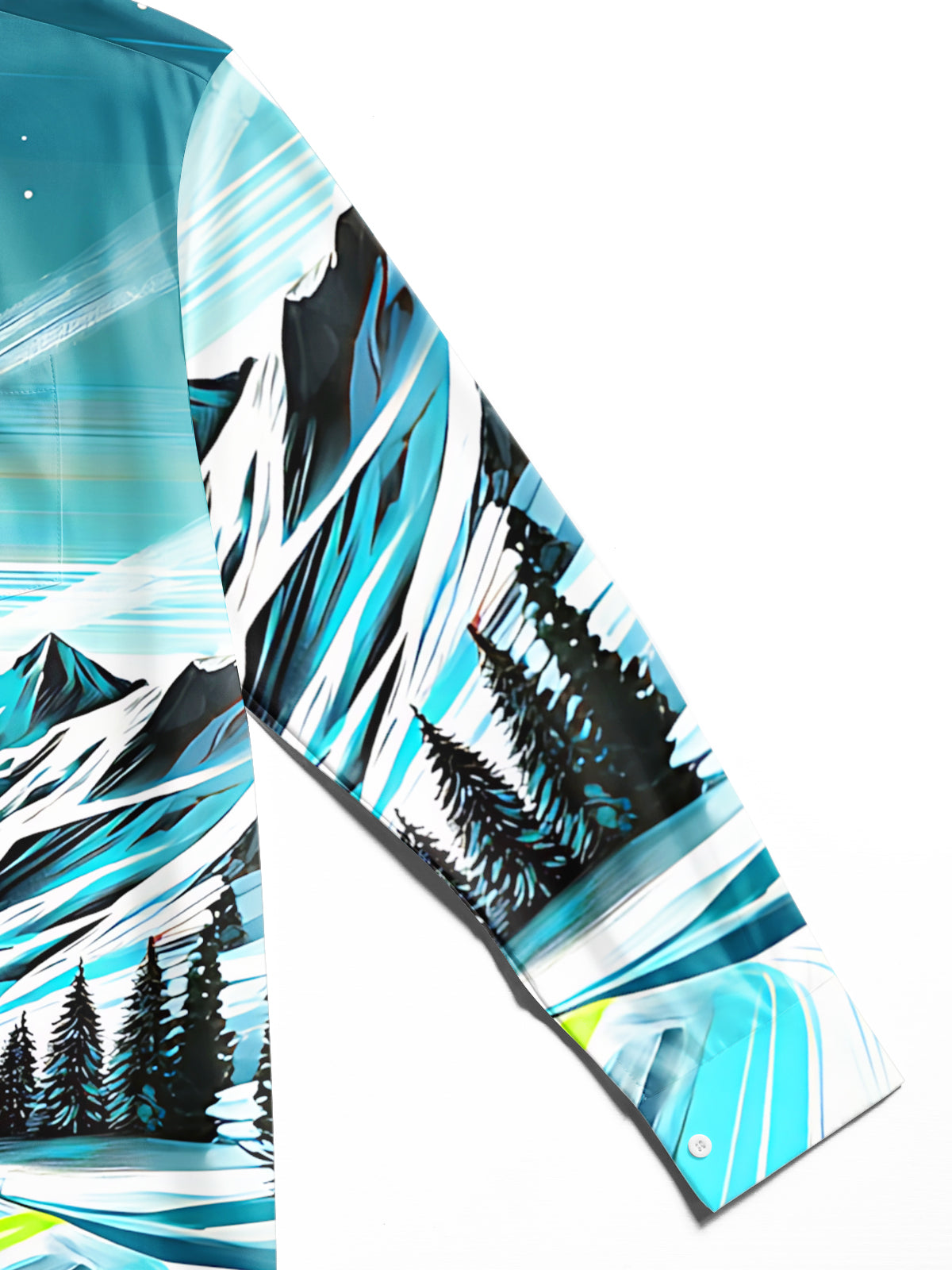 Ski Art Print Men's Pocket Long Sleeve Shirts