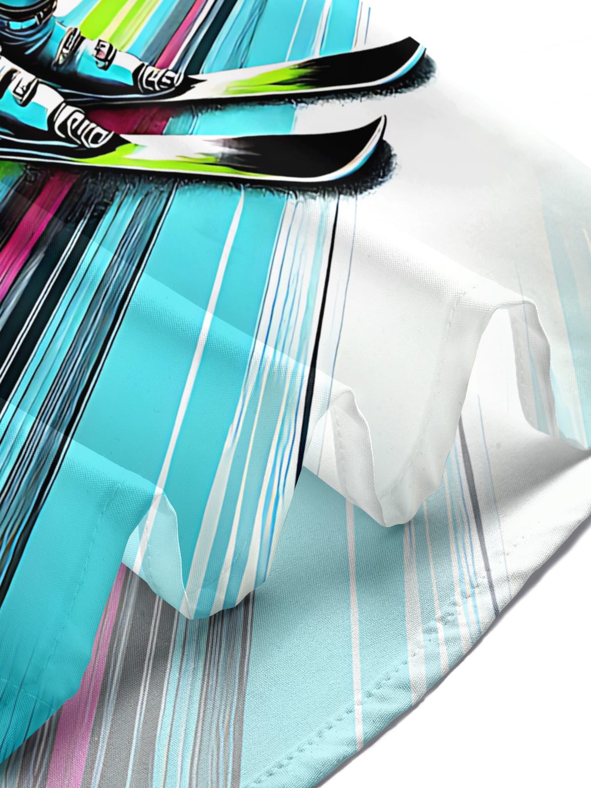 Ski Art Print Men's Pocket Long Sleeve Shirts