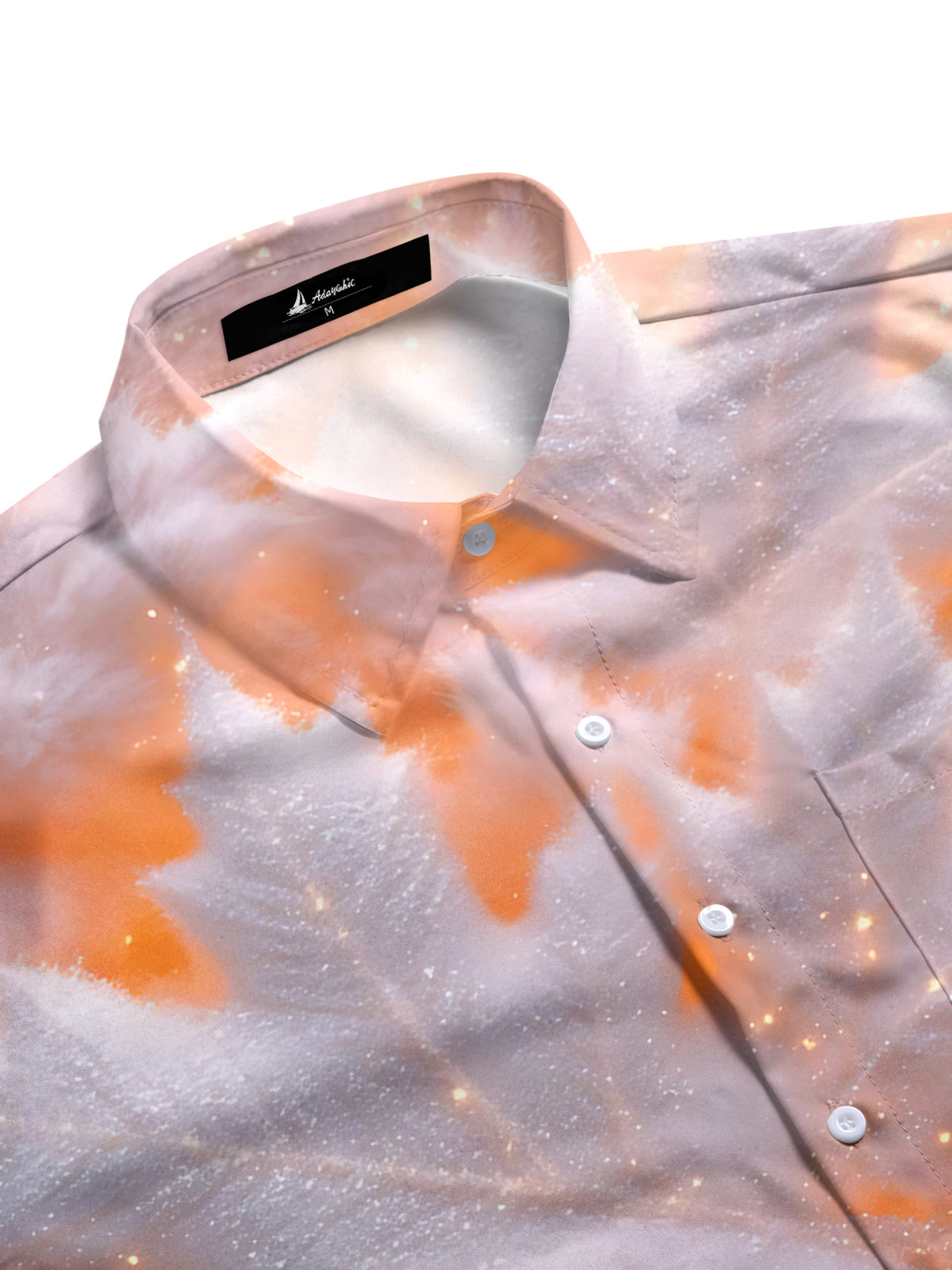 Winter Frosty Maple Leaf Print Men's Pocket Long Sleeve Shirts