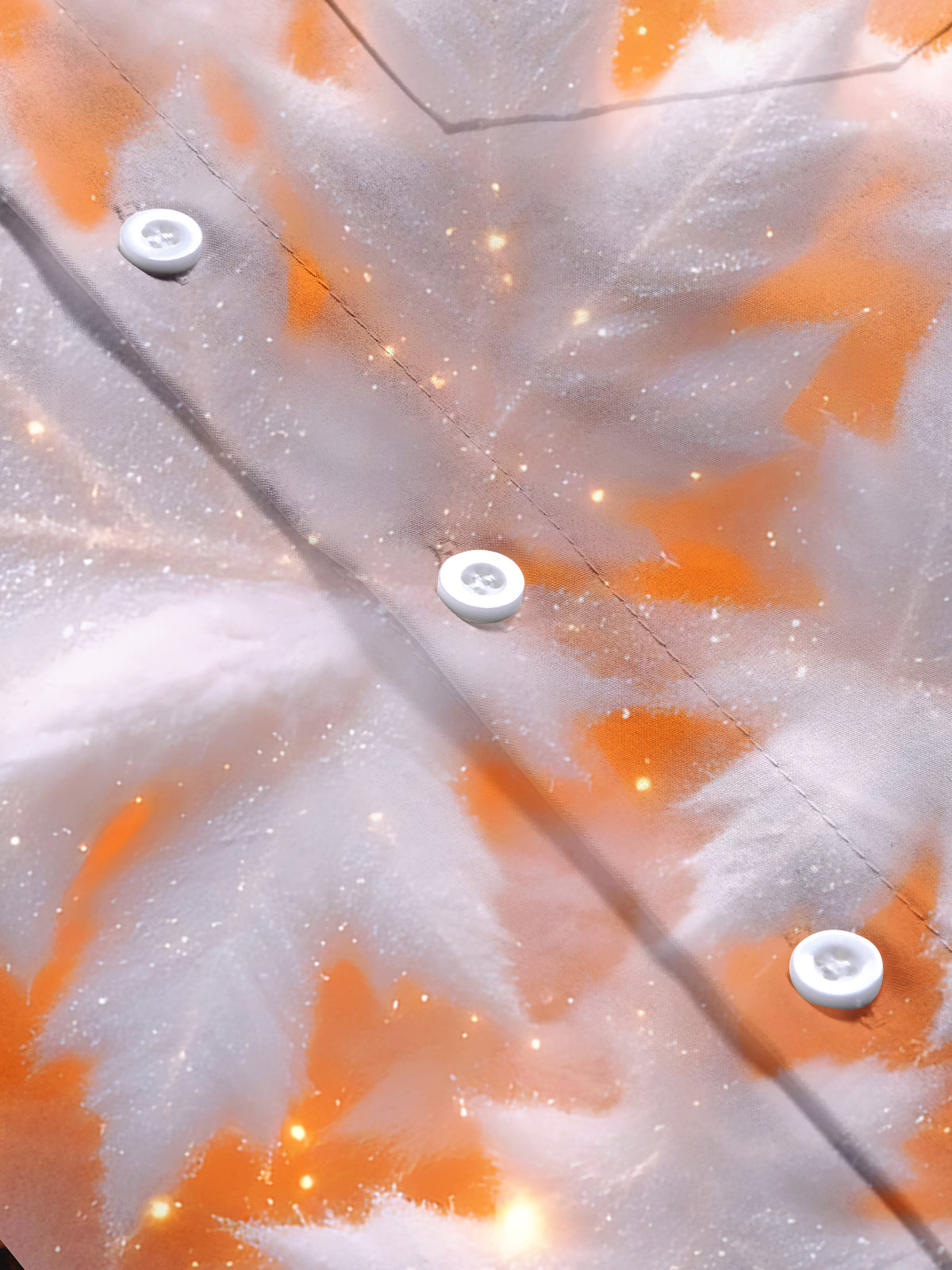 Winter Frosty Maple Leaf Print Men's Pocket Long Sleeve Shirts