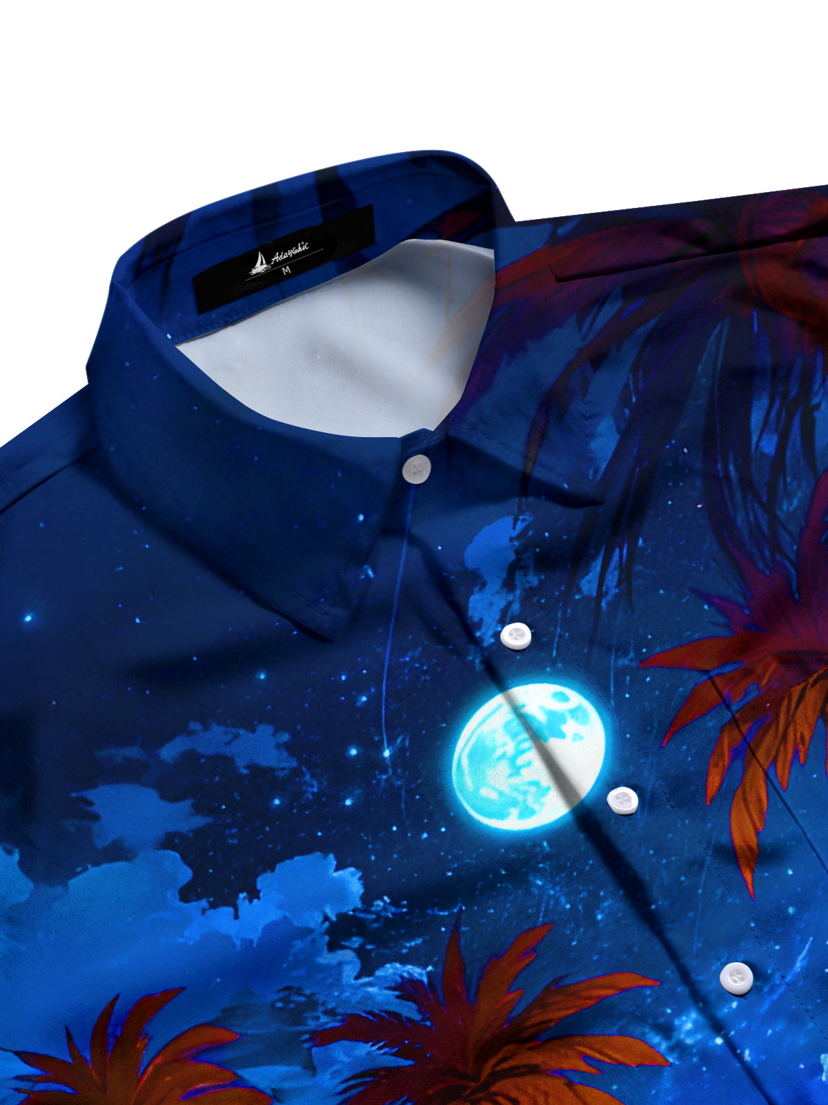 Hawaiian Coconut Tree Campfire Tent RV Moon Men's Pocket Short Sleeve Shirts