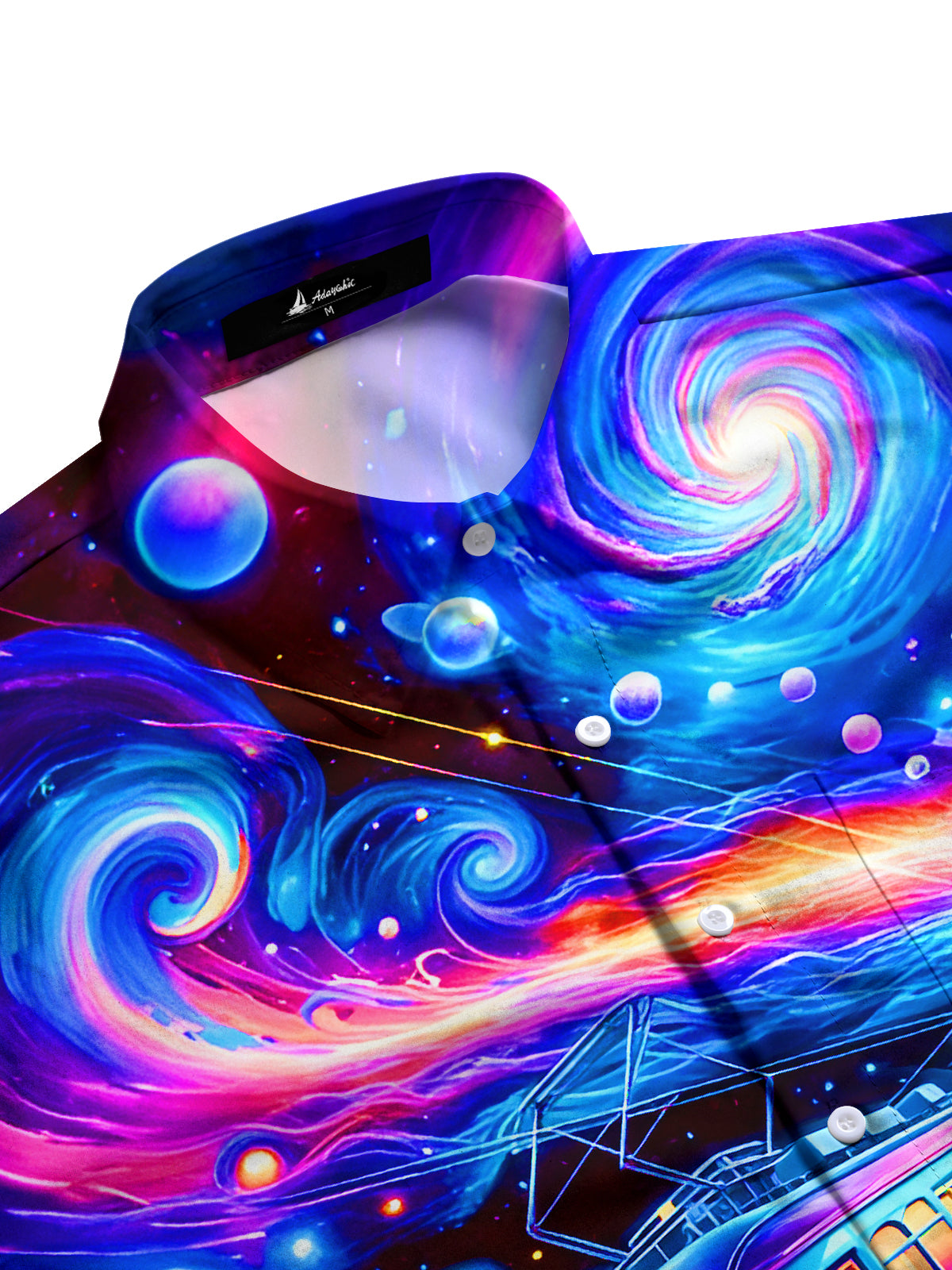 Psychedelic Interstellar Space Train Men's Pocket Short Sleeve Shirts