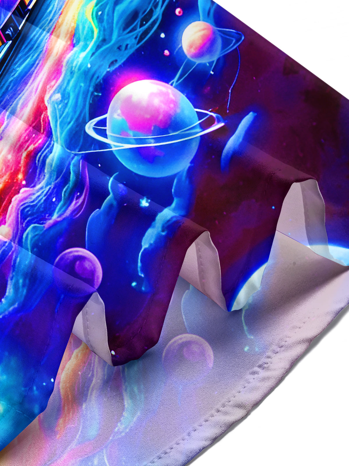 Psychedelic Interstellar Space Train Men's Pocket Short Sleeve Shirts