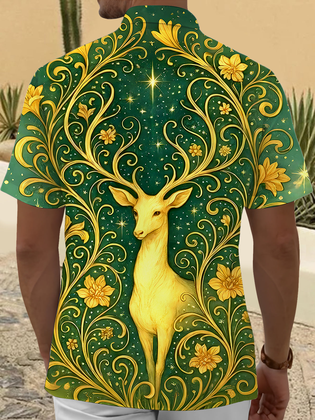 Retro Deer Men's Pocket Short Sleeve Shirts