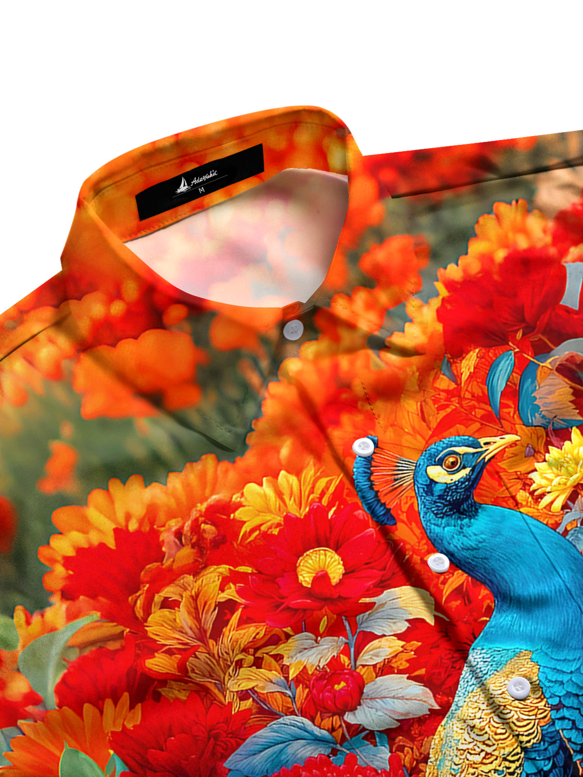 Peacock Floral Men's Pocket Short Sleeve Shirts