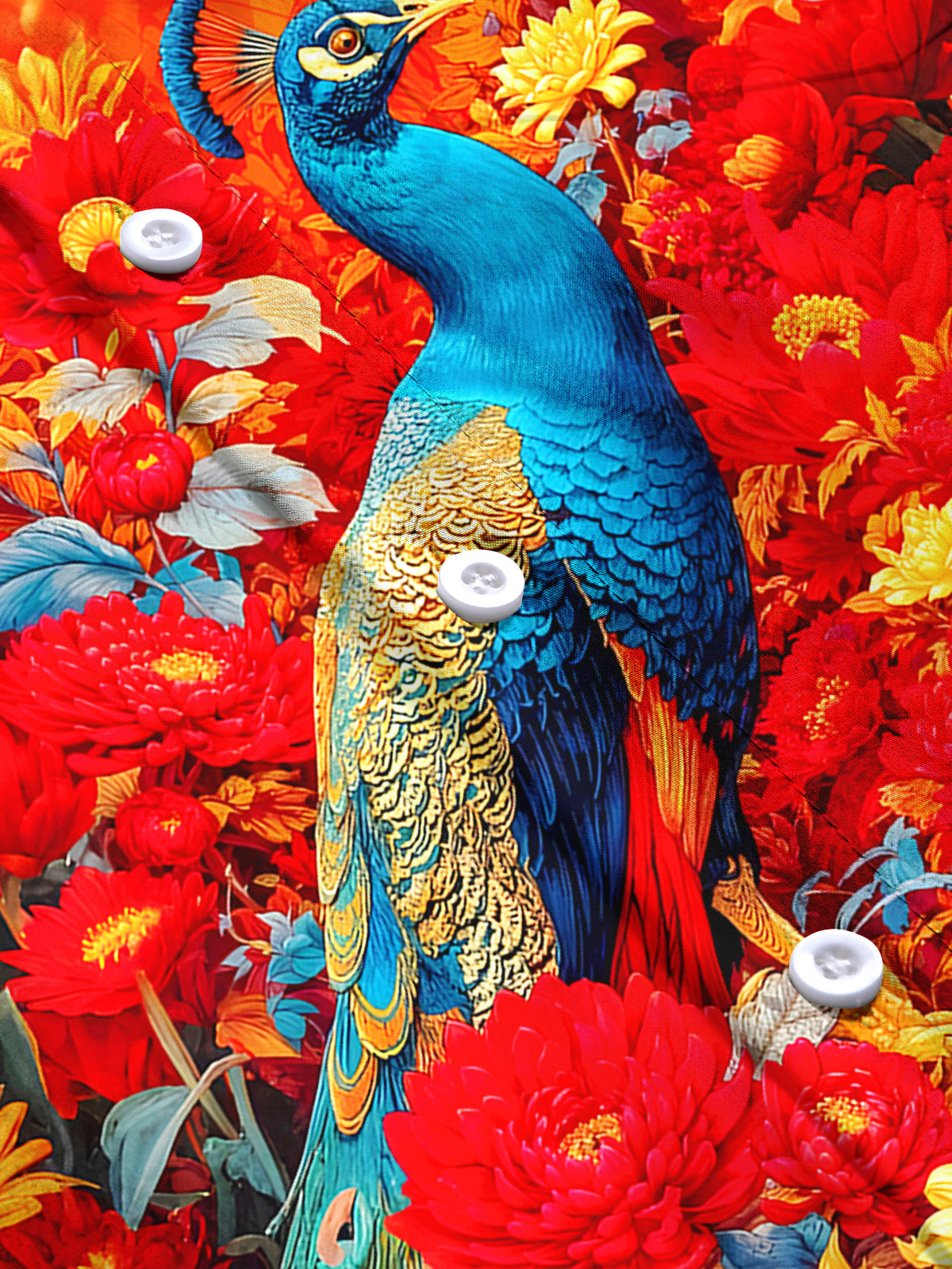 Peacock Floral Men's Pocket Short Sleeve Shirts