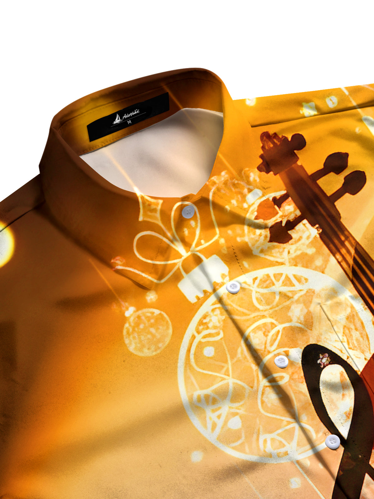 Gradient Christmas Lights Snowflakes Music Notes Violin Men's Pocket Short Sleeve Shirts