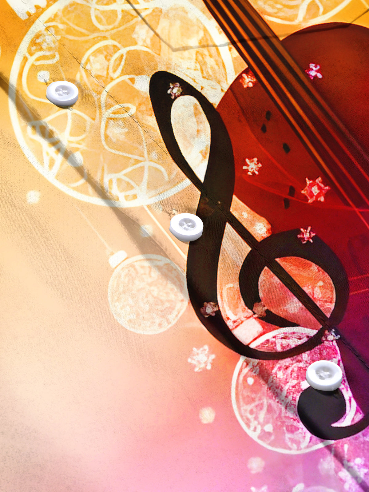 Gradient Christmas Lights Snowflakes Music Notes Violin Men's Pocket Short Sleeve Shirts