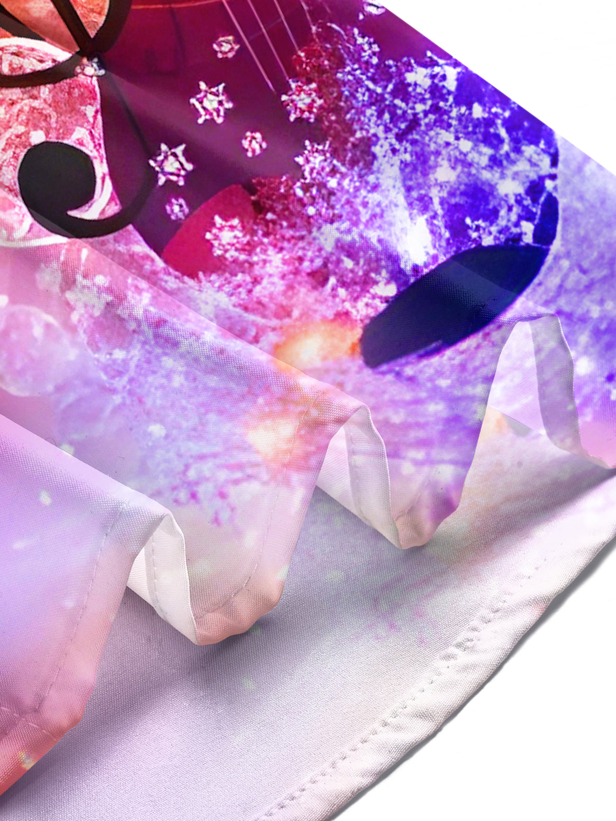 Gradient Christmas Lights Snowflakes Music Notes Violin Men's Pocket Short Sleeve Shirts