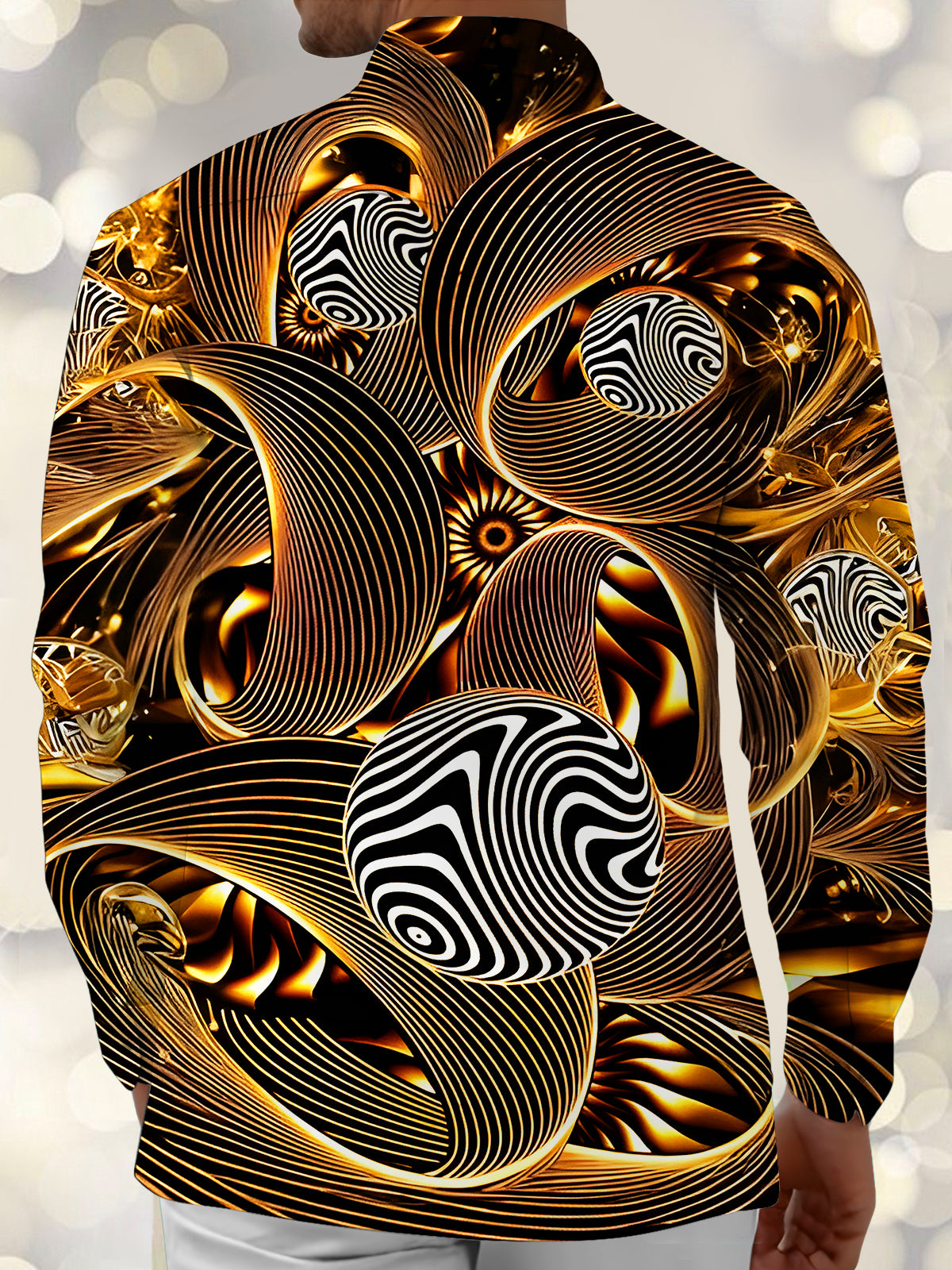 Art Gilded Abstract Men's Pocket Long Sleeve Shirts