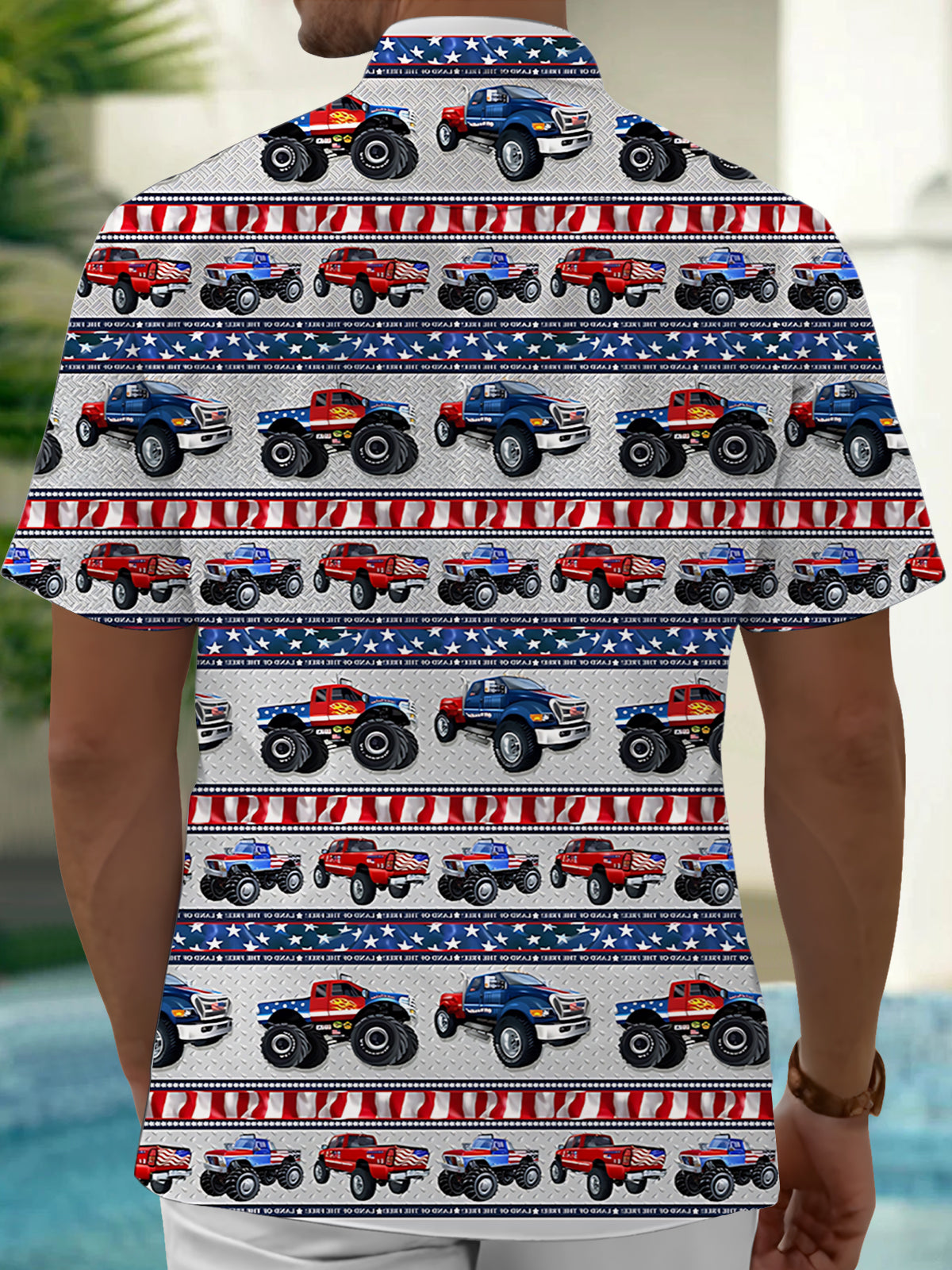 Car Print Men's Pocket Short Sleeve Shirts