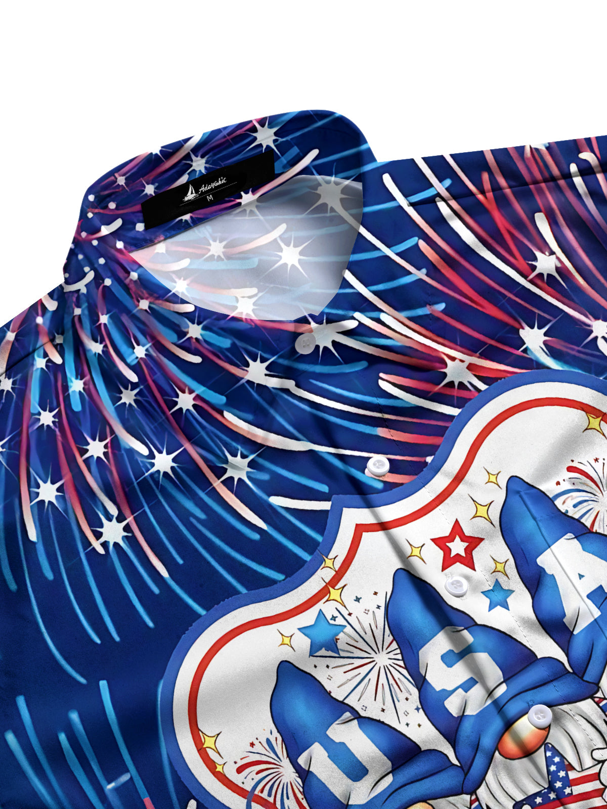 Dwarf Fireworks Print Men's Pocket Long Sleeve Shirts
