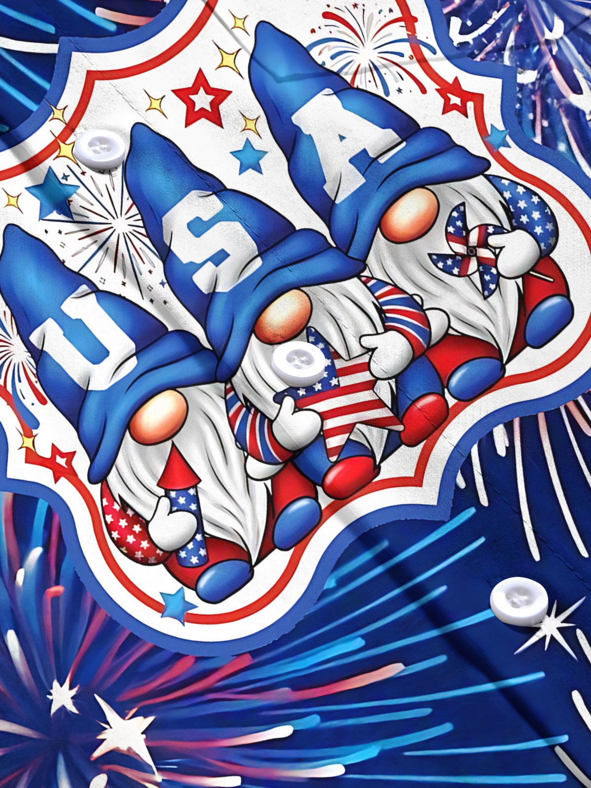 Dwarf Fireworks Print Men's Pocket Long Sleeve Shirts