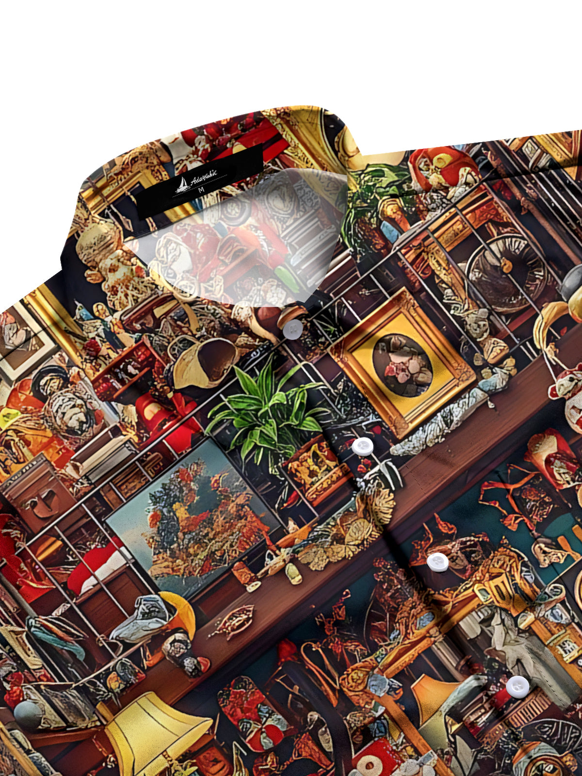 Vintage Art Print Men's Pocket Long Sleeve Shirts