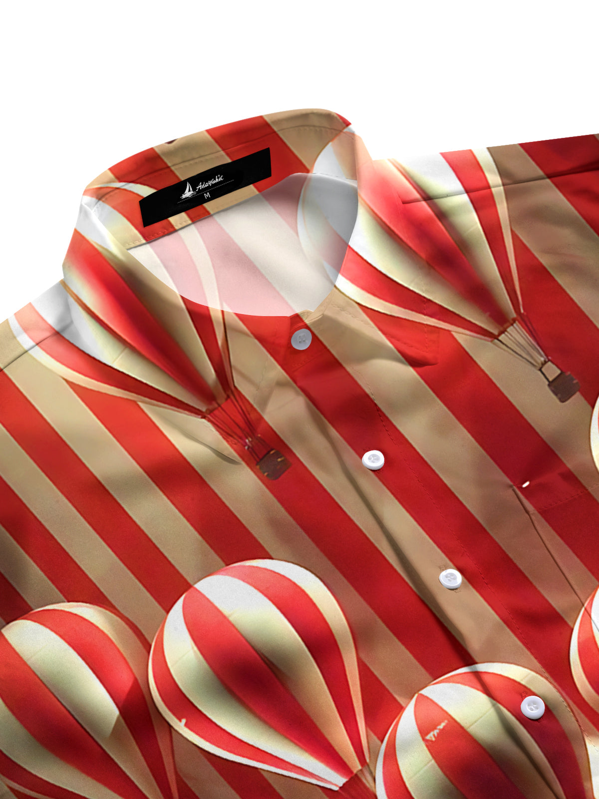 Hot Air Balloon Print Men's Pocket Short Sleeve Shirts