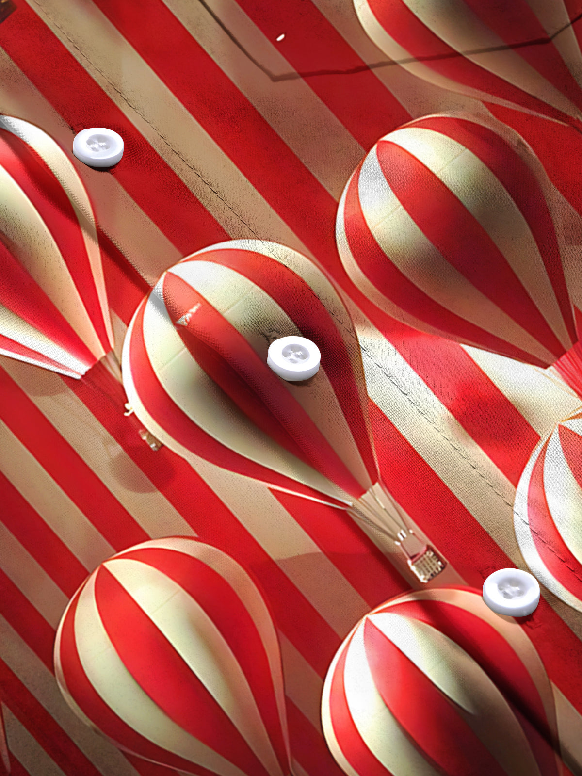 Hot Air Balloon Print Men's Pocket Short Sleeve Shirts