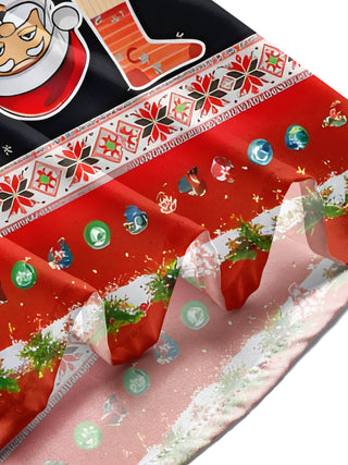 Men's lifestyle shot short sleeve Santa Claus snowflake print shirt