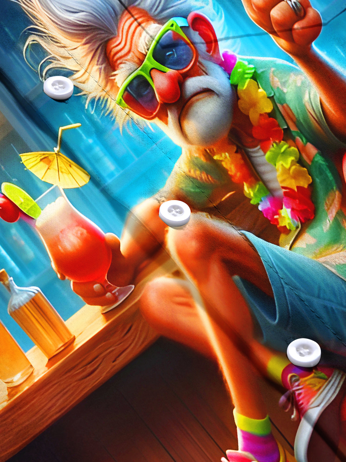 Funny Elderly Man Sitting At The Bar Men's Pocket Short Sleeve Shirts