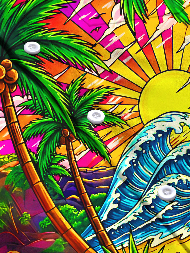 men's Hawaiian short sleeve flat lay shirt