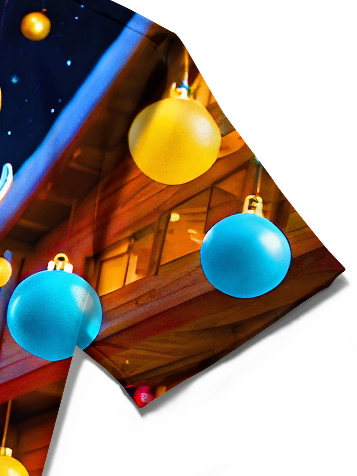 Winter Christmas Reindeer Light Balls Stars Xmas Men's Pocket Short Sleeve Shirts