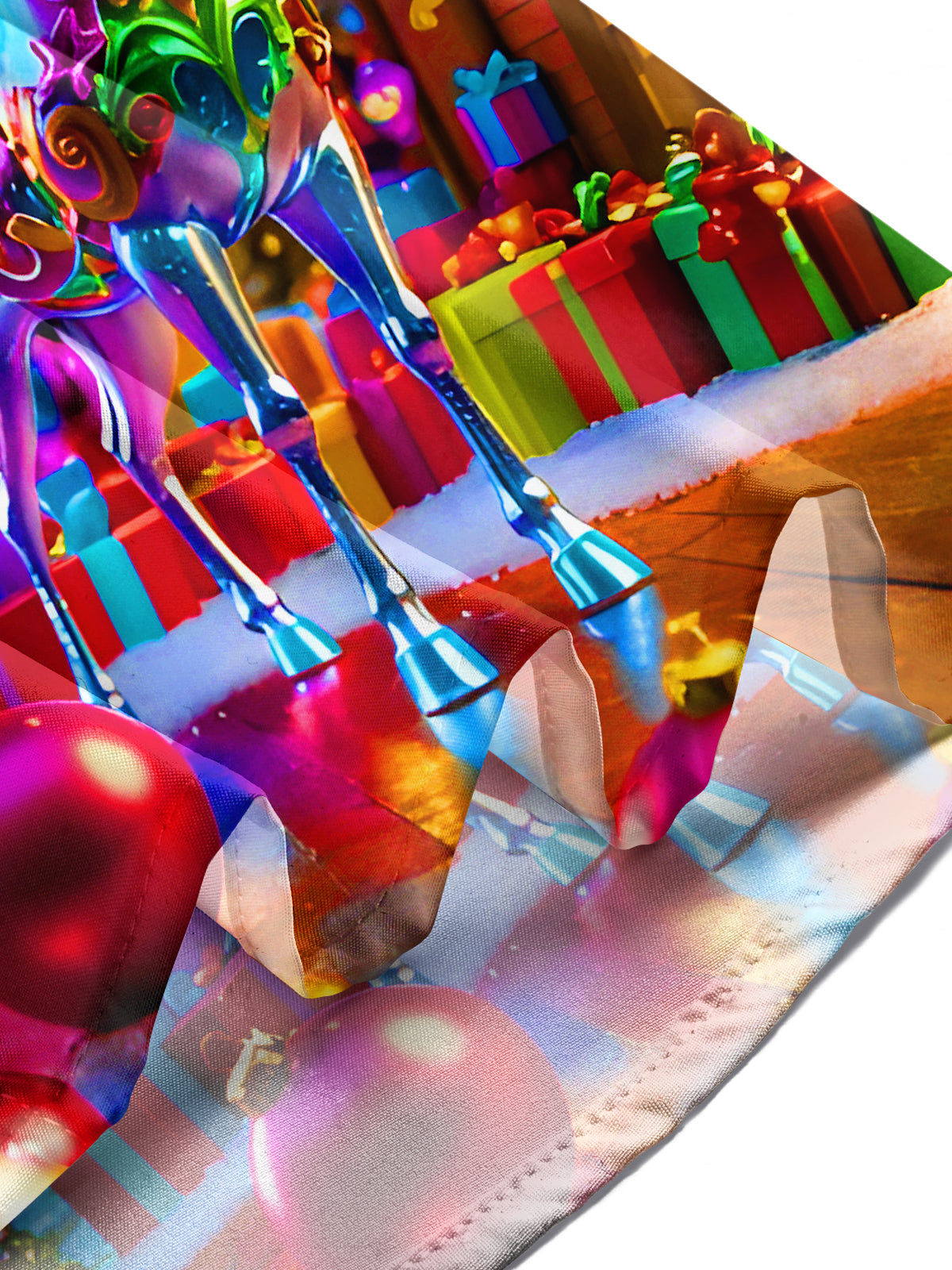 Winter Christmas Reindeer Light Balls Stars Xmas Men's Pocket Short Sleeve Shirts