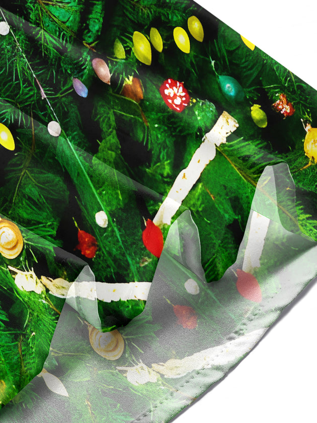 Men's Fun Tree Lights Bows Long Sleeve Shirt Lifestyle View Christmas Holiday Party