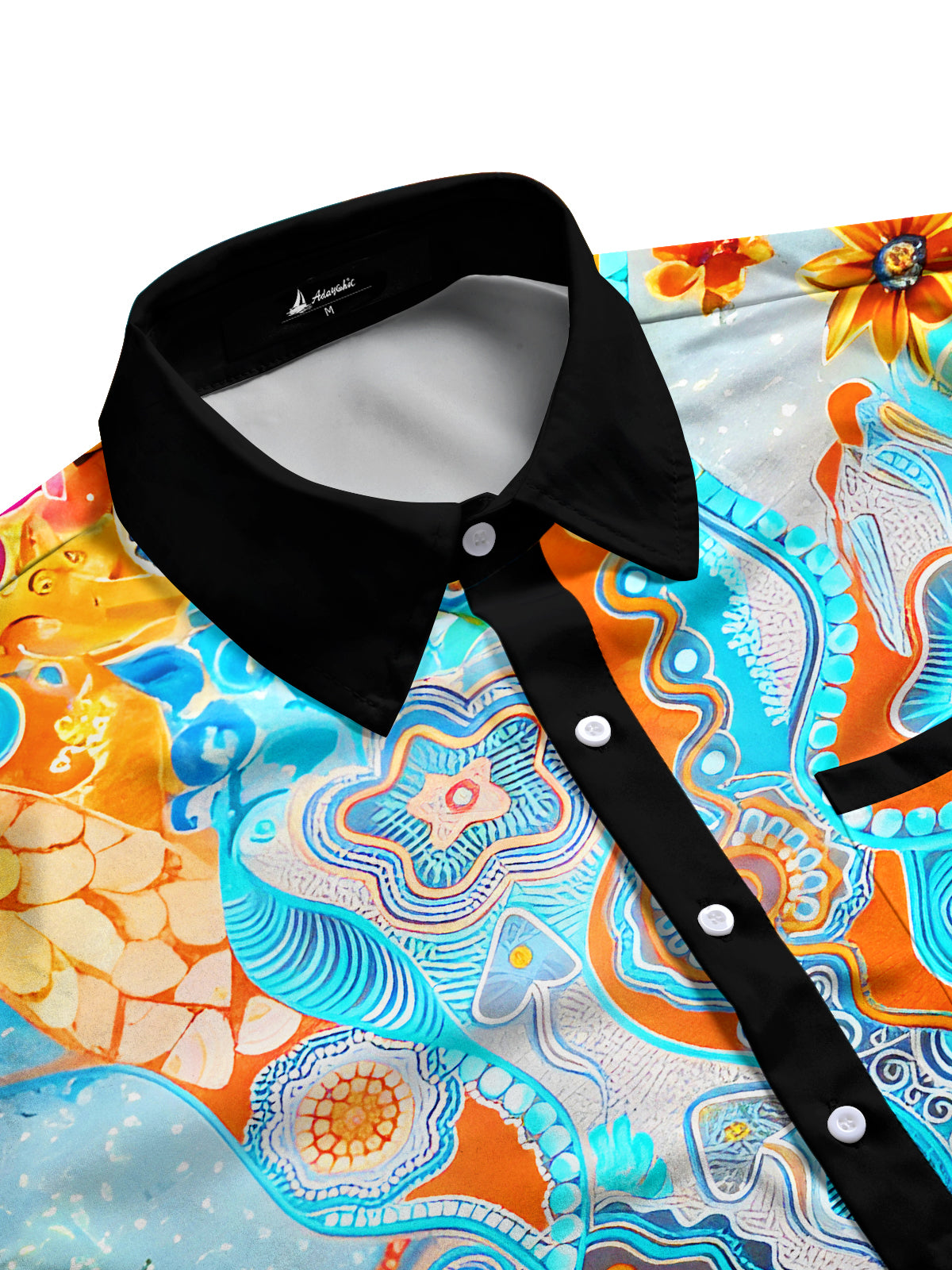 Abstract Ocean Pattern Men's Pocket Long Sleeve Shirts