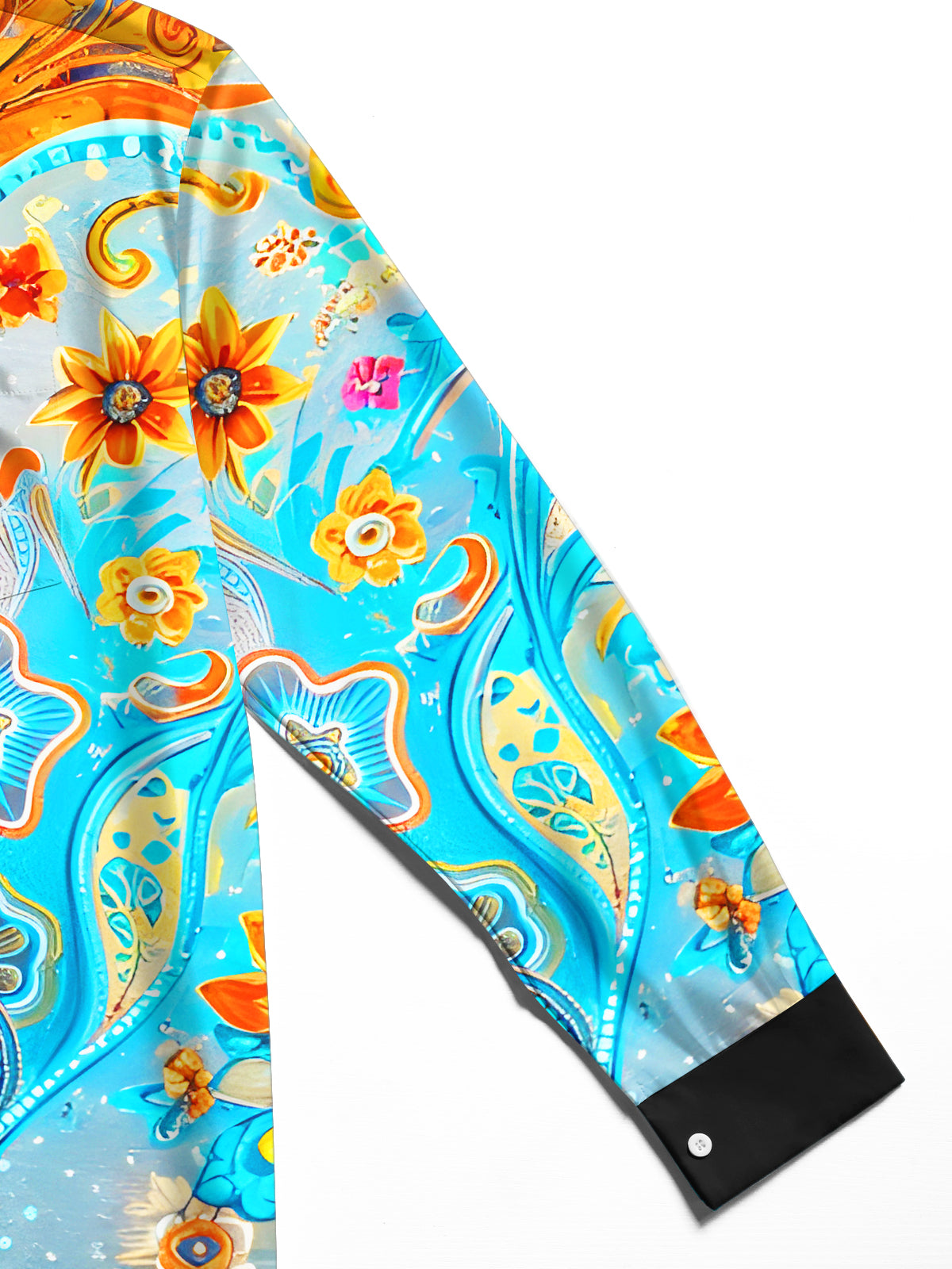 Abstract Ocean Pattern Men's Pocket Long Sleeve Shirts