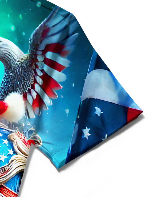 men's eagle print shirt close-up short sleeve