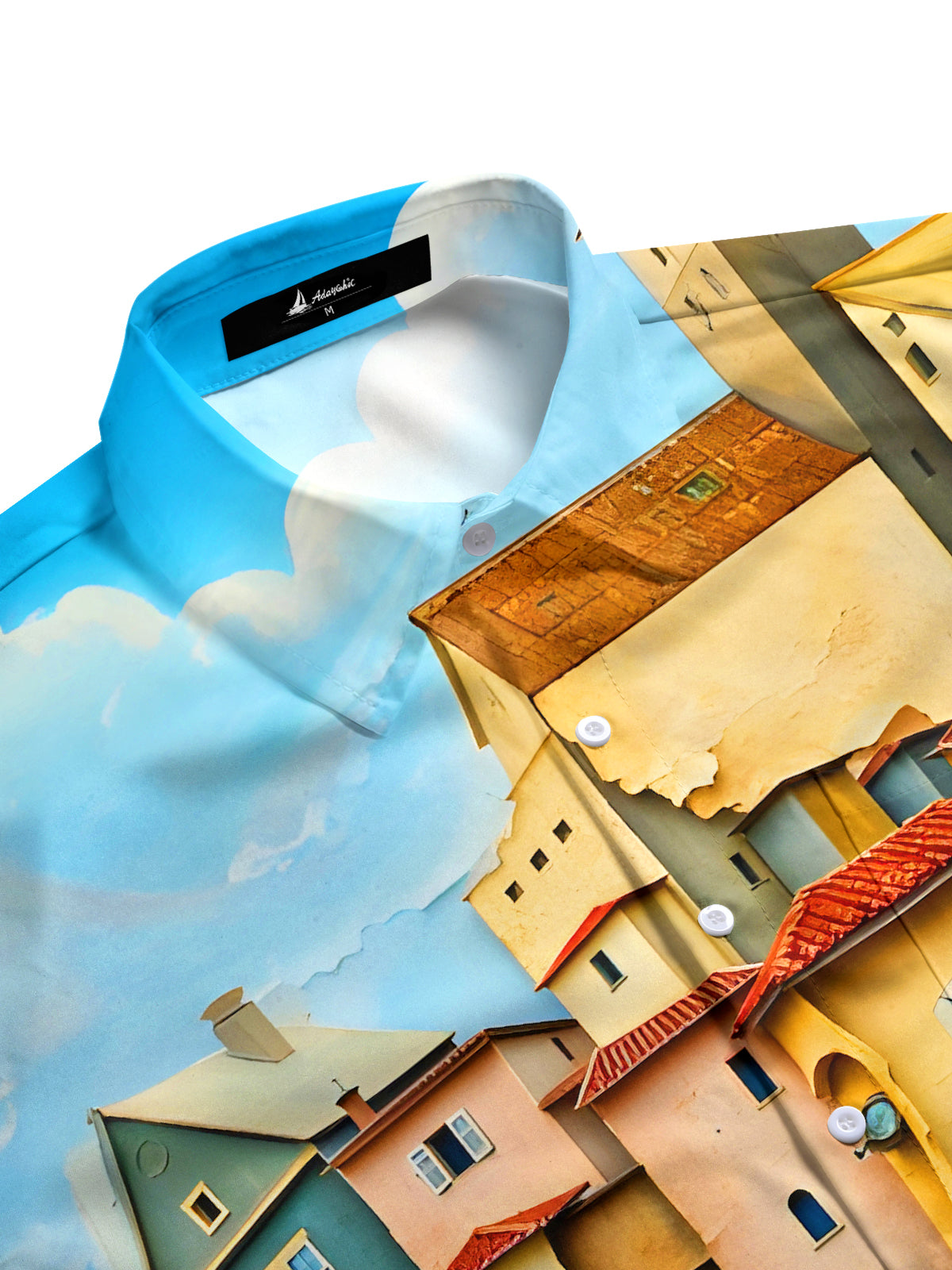 Fun Art Face Houses Men's Pocket Short Sleeve Shirts