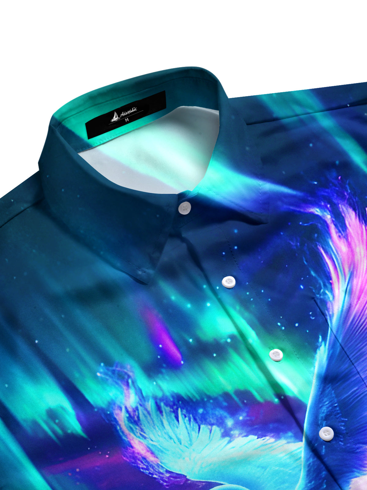 Winter Aurora Swans In Flight Men's Pocket Short Sleeve Shirts