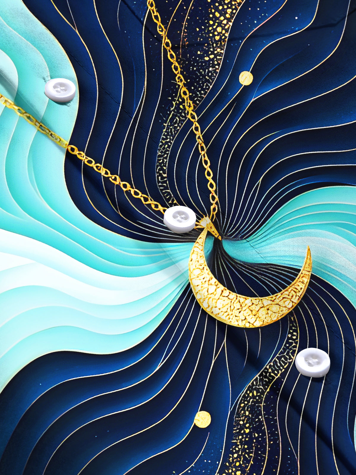 Art Gilded Star Moon Men's Pocket Short Sleeve Shirts